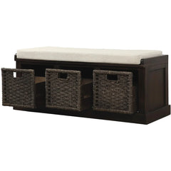 Merax Entryway Storage Bench with 3 Removable Baskets and Cushion