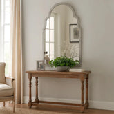 Sleek Elongated Quatrefoil Frame Mirror, Silver