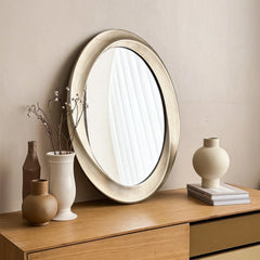 Oval Vanity Beveled Mirror Unique S-Curve Shaped Border Wall Mirror - 24"x32"
