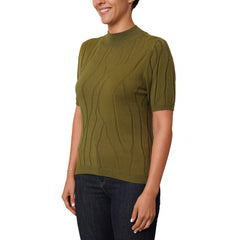 Cyrus Textured Mock Neck Short Sleeve Sweater
