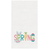 "Spring" Easter Egg Bunny Rabbit Embroidered Cotton Waffle Weave Kitchen Dishtowel