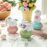 Glitzhome Easter Resin Bunny Table Decor Rabbit Figurines Lovely Gifts
