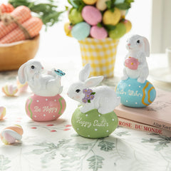 Glitzhome Easter Resin Bunny Table Decor Rabbit Figurines Lovely Gifts