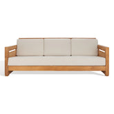 SAFAVIEH Couture Guadeloupe Outdoor Teak 3-Seat Sofa - 84"Wx37"Dx29"H