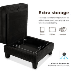Furniture of America Xenia Modern Chenille Ottoman with Storage