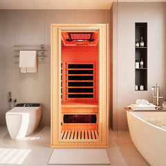 Hemlock Infrared Sauna with Red Light Therapy - Beauty Lamp & 15-Min Fast Warm-Up