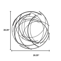 HomeRoots 20" X 20" Black Abstract Metal Circle Hanging Dimensional Sculpture