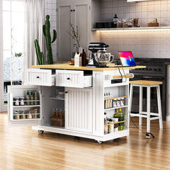 Spruce & Spring Frost 53inch Large Kitchen Island with Drop Leaf
