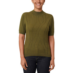 Cyrus Textured Mock Neck Short Sleeve Sweater