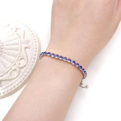 Fashion Adjustable Slider Bolo Clasp Tennis Bracelet for Women Hypoallergenic White Gold Plated Cubic Zirconia Bracelets Gift LCS-Y4043