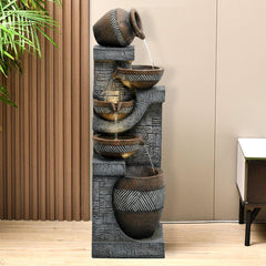 42.5'' Pot Water Fountain with Lights Resin Water Feature