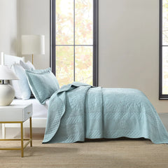 MarCielo 3Pcs 100% Cotton Oversized Quilt Bedspread Coverlet Set TF