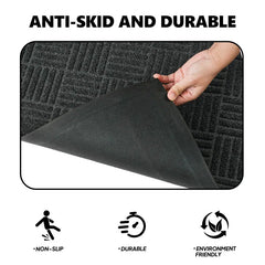 Front Door Mat Non-Slip Backing Entry Mat Low Profile Doormat In Grey