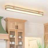 Modern Cottage Dimmable LED Oval Oak Wood Flush Mount Light - 37.4 Inches