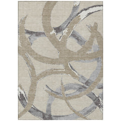 Machine Washable Indoor/ Outdoor Abstract Contemporary Chantille Rug