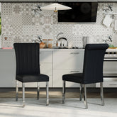 Luxury PU Leather Parsons Dining Chairs Side Chairs with Rolled Back and Stainless Steel Legs