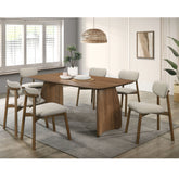Furniture of America Megan Midcentury 7-Piece Walnut Wood Dining Table Set