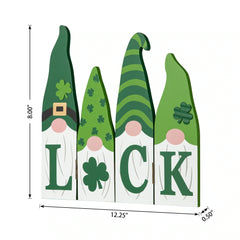 Glitzhome 12.5"L St. Patrick's Wooden Luck Shamrock Gnome Table Decor