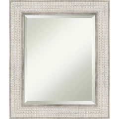 Beveled Wood Bathroom Wall Mirror - Trellis Silver Frame - Trellis Silver