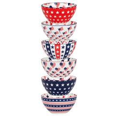 Certified International Patriotic Set of 6 Bowls - 5" Diam x 2.5"