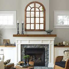 Rustic Wood Arched Window Wall Mirror - Distinctive Full Length Vanity Mirror