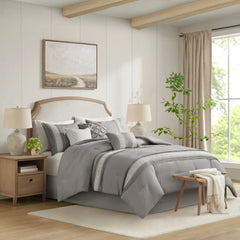 Madison Park Lacey 7 Piece Lace Trim Comforter Set with Throw Pillows
