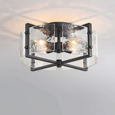 Laia 4-Light Metal Frame Textured Glass Panels Flush Mount