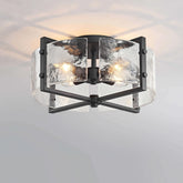 Laia 4-Light Metal Frame Textured Glass Panels Flush Mount