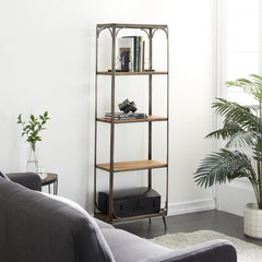 Wood 5 Shelf Shelving Unit - Brown - Roche River Decor