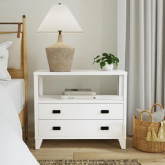 Handmade Wood 2-Drawer Nightstand with Open Shelf by East at Main