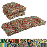 Rounded Back Tufted Indoor/Outdoor Settee Cushion Set (Set of 3) - 19 x 19