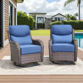 Meyreso Wicker Patio Swivel Glider Chairs with 6-Inch Cushions (2-Pack)