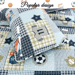 Taylor & Olive Blue Patchwork Sports Quilt Bedding Set