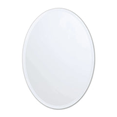 Vera 20 in. x 28 in. Small Frameless Oval Mirror in Silver