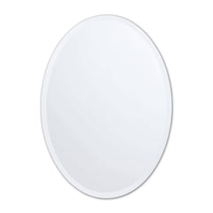 Vera 20 in. x 28 in. Small Frameless Oval Mirror in Silver