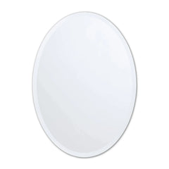 Vera 20 in. x 28 in. Small Frameless Oval Mirror in Silver