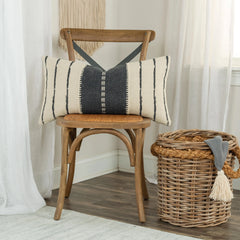Donny Osmond Charcoal/ Ivory Stripe Lumbar Throw Pillow, 14x26