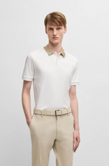 Boss Mercerized-Cotton Slim-Fit Polo Shirt with Collar Stripe