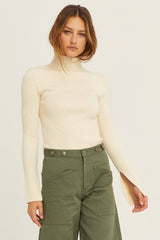 Padded Shoulder Ribbed Sweater
