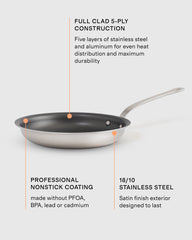 5-Ply Stainless Steel Nonstick Cookware: 2-Piece Frying Pan Set: 10" & 12"