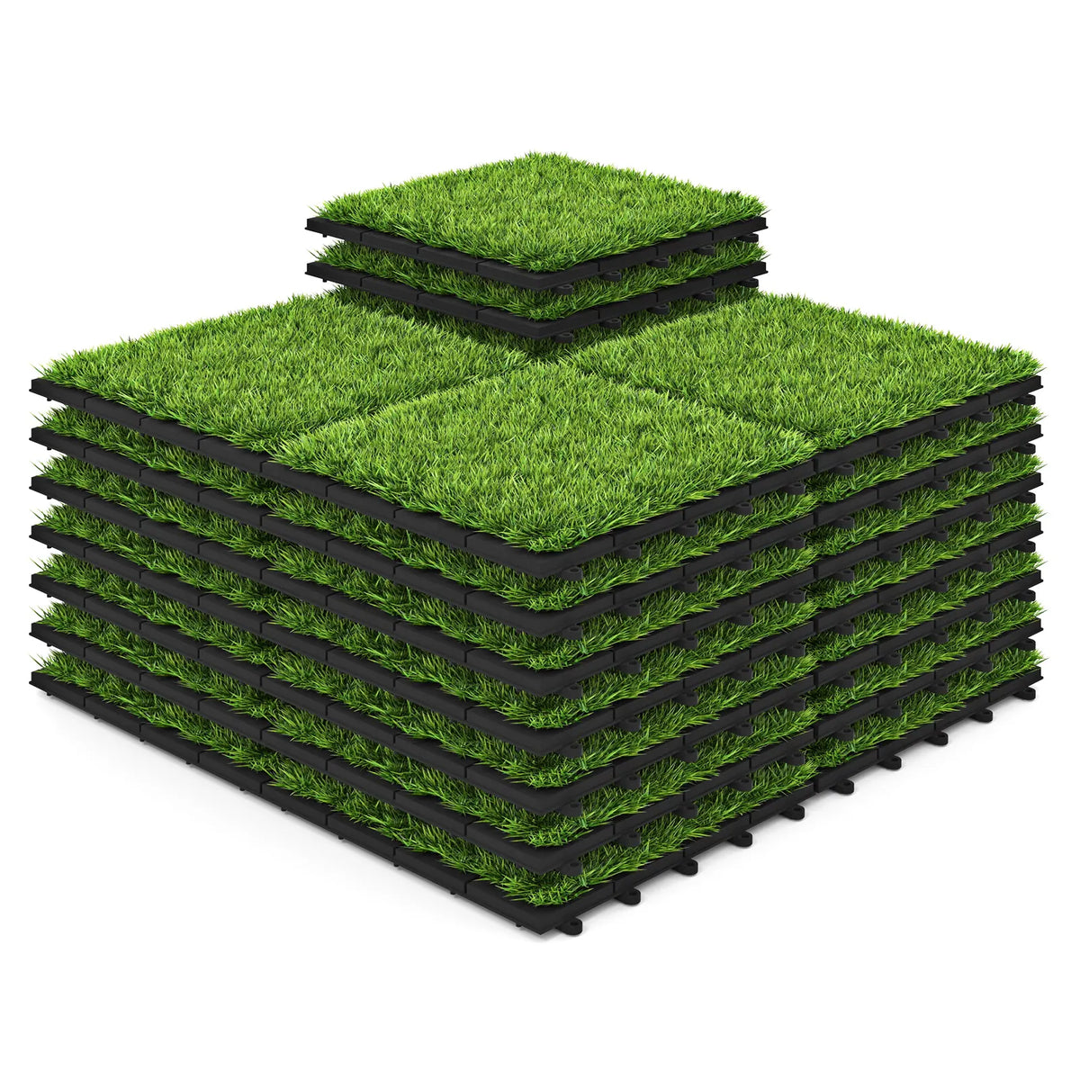Gymax 12'' x 12'' Fake Grass Turf Outdoor Indoor Flooring Deck