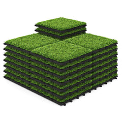Gymax 12'' x 12'' Fake Grass Turf Outdoor Indoor Flooring Deck