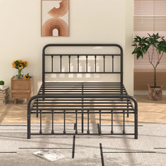 VECELO Metal Bed Frame with Headboard Classic Metal Platform Bed Frame Mattress Foundation with Victorian Style Footboard