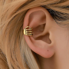 Skeleton Hand Ear Cuffs - Gothic Clip-On Earrings for Women & Men | Halloween Skull Claw Costume Jewelry