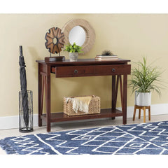 Linon Copper Grove Newborough Antique Tobacco Console Table