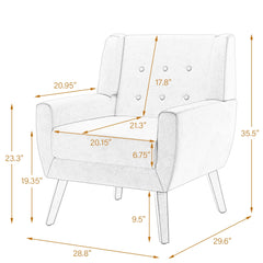 Modern Upholstered Faux Leather Tufted Armchair Linen Accent Chairs