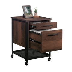 Wood Pedestal File Cabinet with Large Drawers, Antique Dark Oak