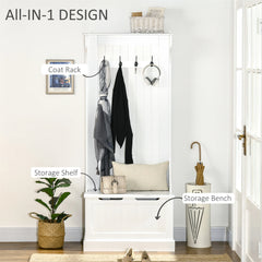 Hall Tree with Coat Rack and Sitting Bench