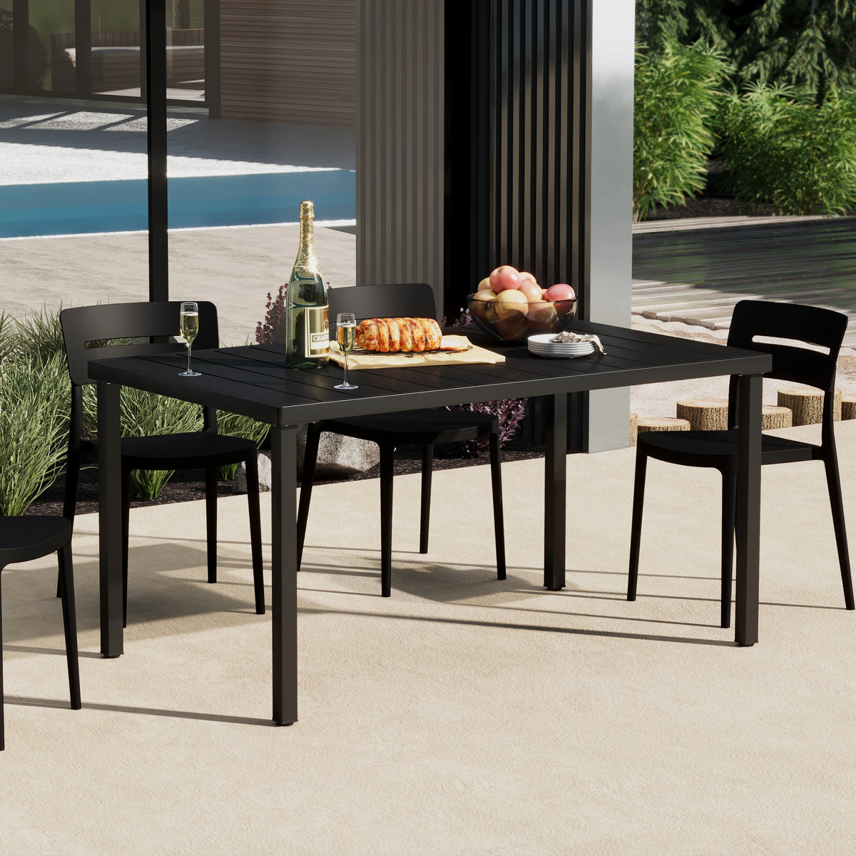 Frond and Form 59 Inch By 35.4 Inch Outdoor Steel Rectangular Dining Table