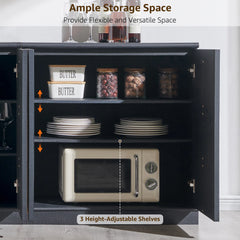 Buffet Cabinet with Arched Doors, Wood Sideboard with Adjustable Shelf